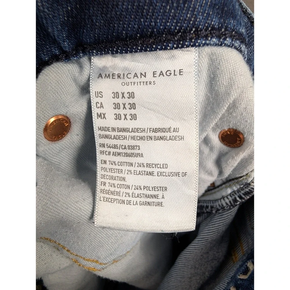 American Eagle Airflex+ Slim Straight Jeans Medium Wash 30x30 Mens Denim‎